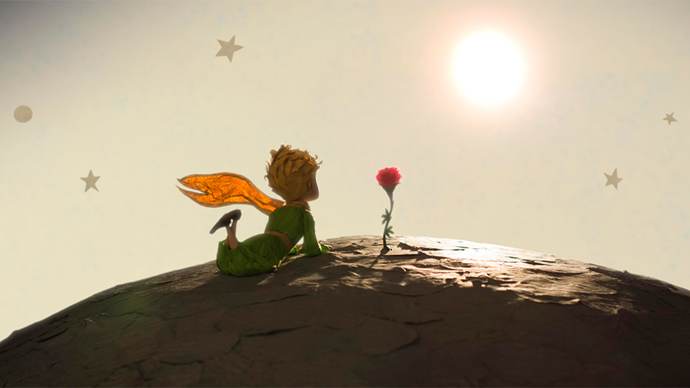The Little Prince looking at his rose