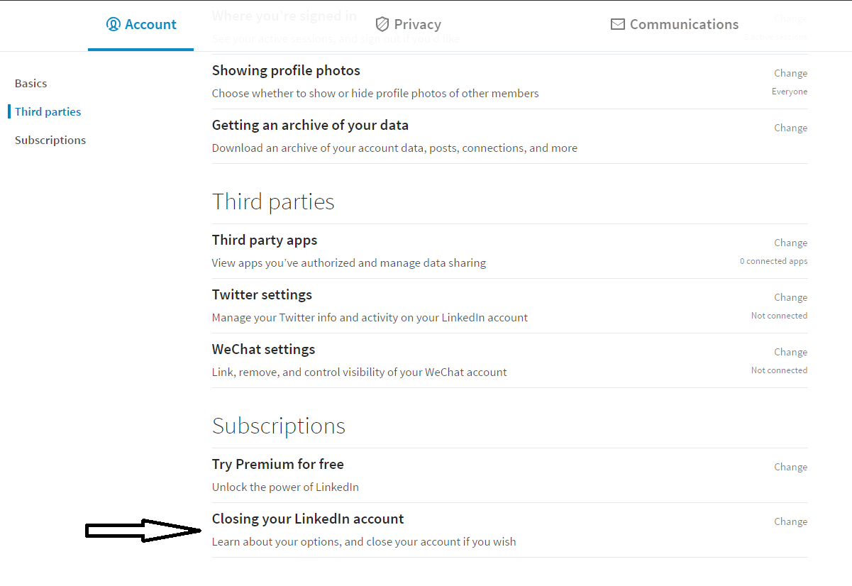 How to delete a LinkedIn profile